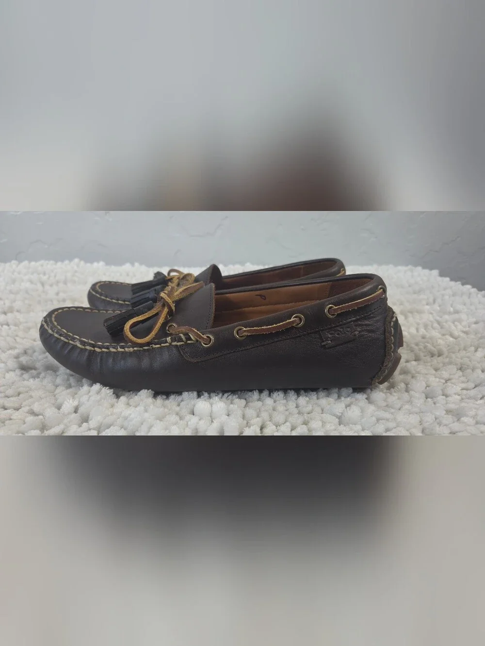 Polo Ralph Lauren Anders Loafers Men’s 7.5 Brown Leather Preppy Coastal Nautical